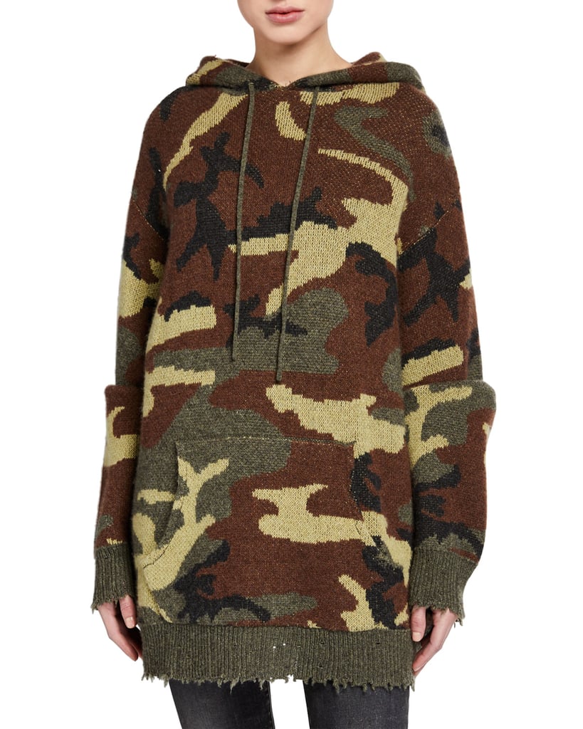 13 Rattles Camo-Print Hooded Pullover Sweater