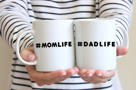 #MomLife and #DadLife Mug Set