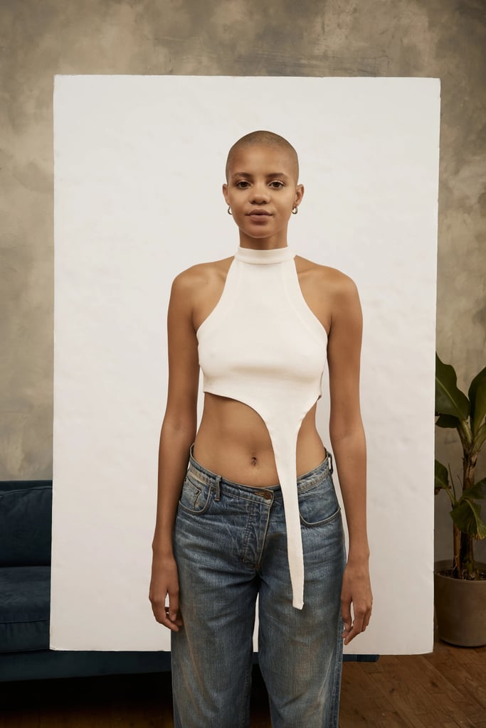 k.ngsley White "RaceHer" Ribbed Halter Tank ($180)
