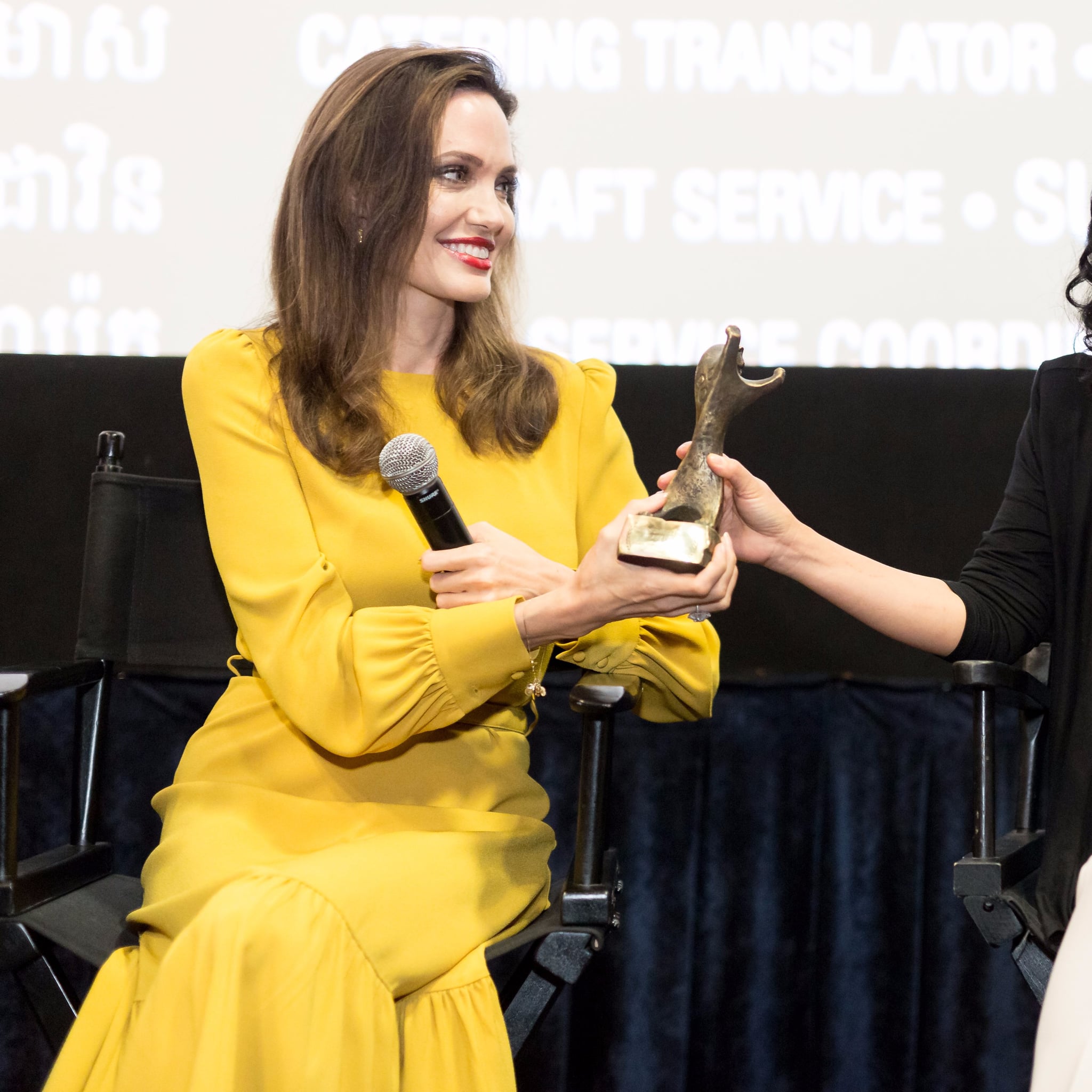 Angelina Jolie S Yellow Co Dress Popsugar Fashion
