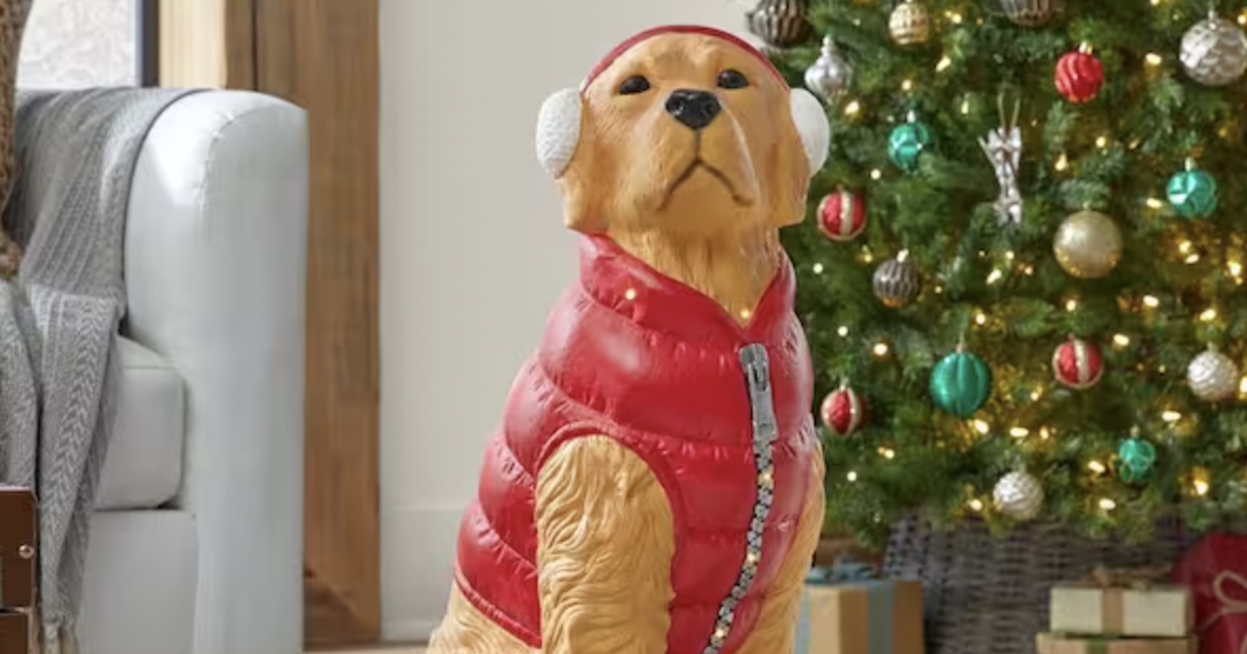 Shop Home Depot’s Holiday Dog Statues, From Golden Retrievers to Bernese Mountain Dogs