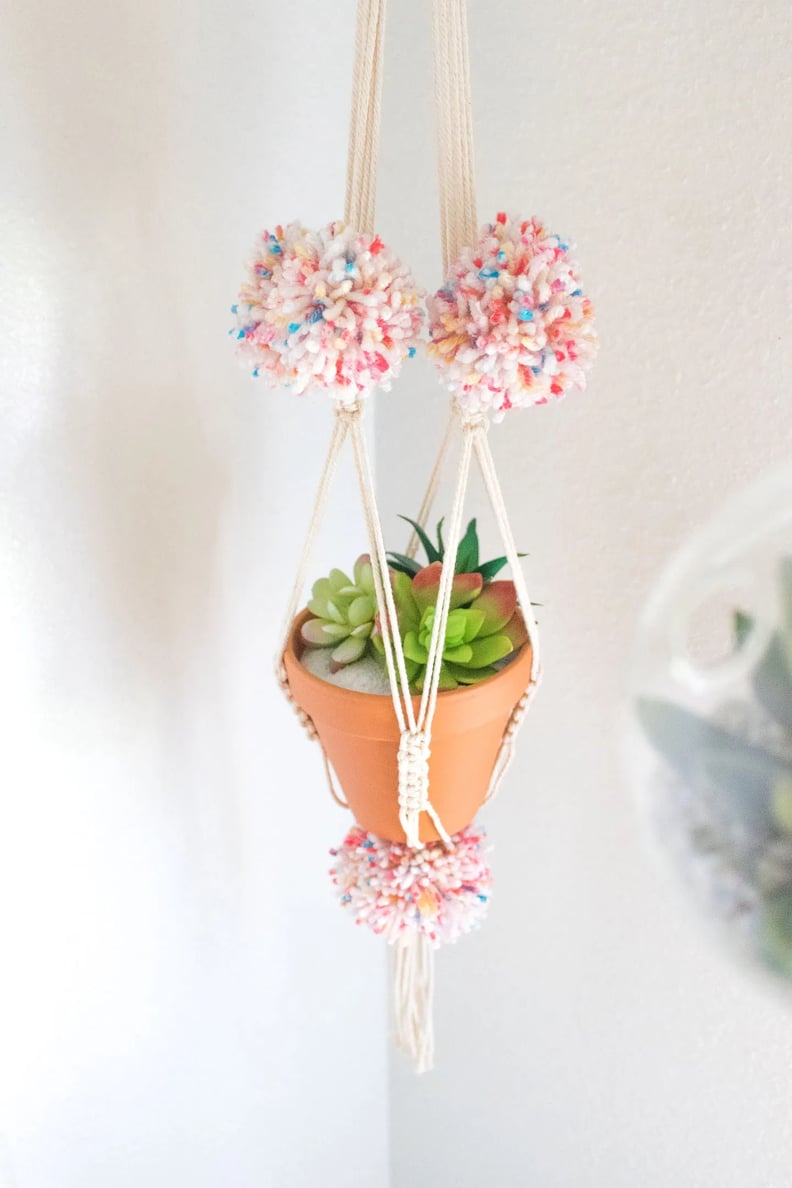 Macramé Pom Pom Hanging Planter