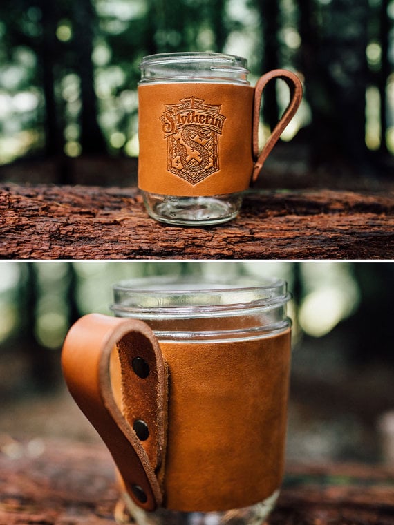 Slytherin Crest Leather Mug Hugger