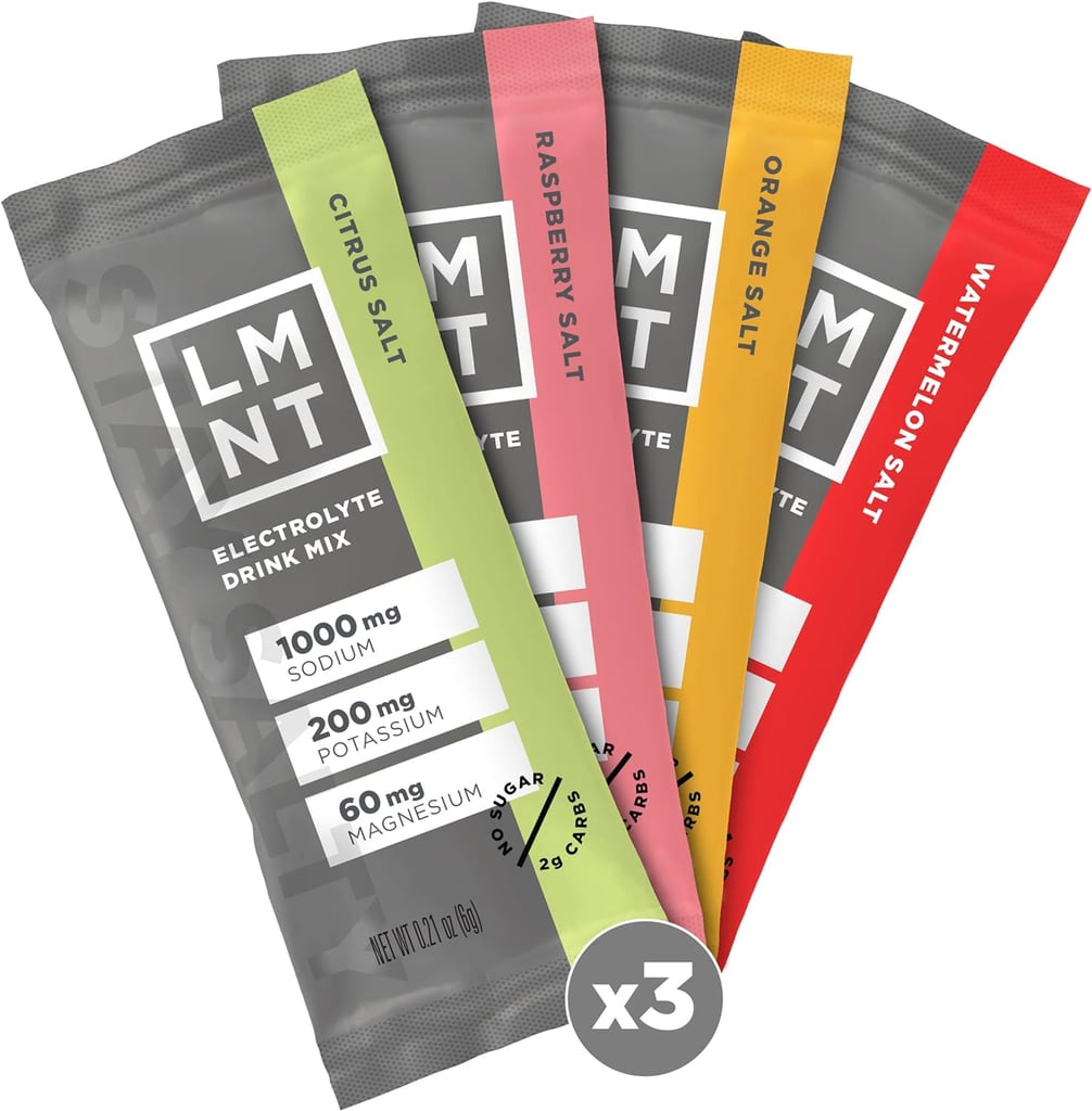 LMNT Zero Sugar Electrolytes ($24 for 12)
Dump one of these electrolyte packets into your water bottle to feel replenished after your workout. They're packed with 1000 mg of sodium, 200 mg of potassium, and 60 mg of magnesium, are sugar-free, and actually taste good.