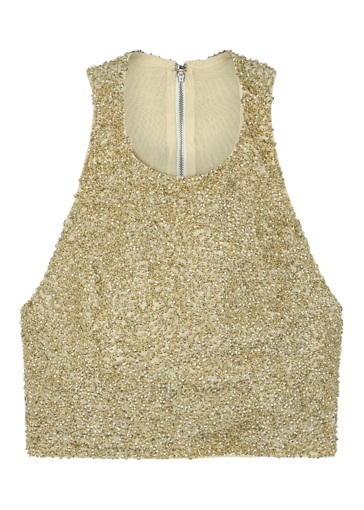 Alice + Olivia Tru Gold Cropped Sequinned Top