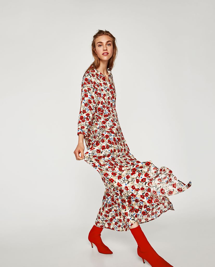 Zara Long Dress With Floral Print