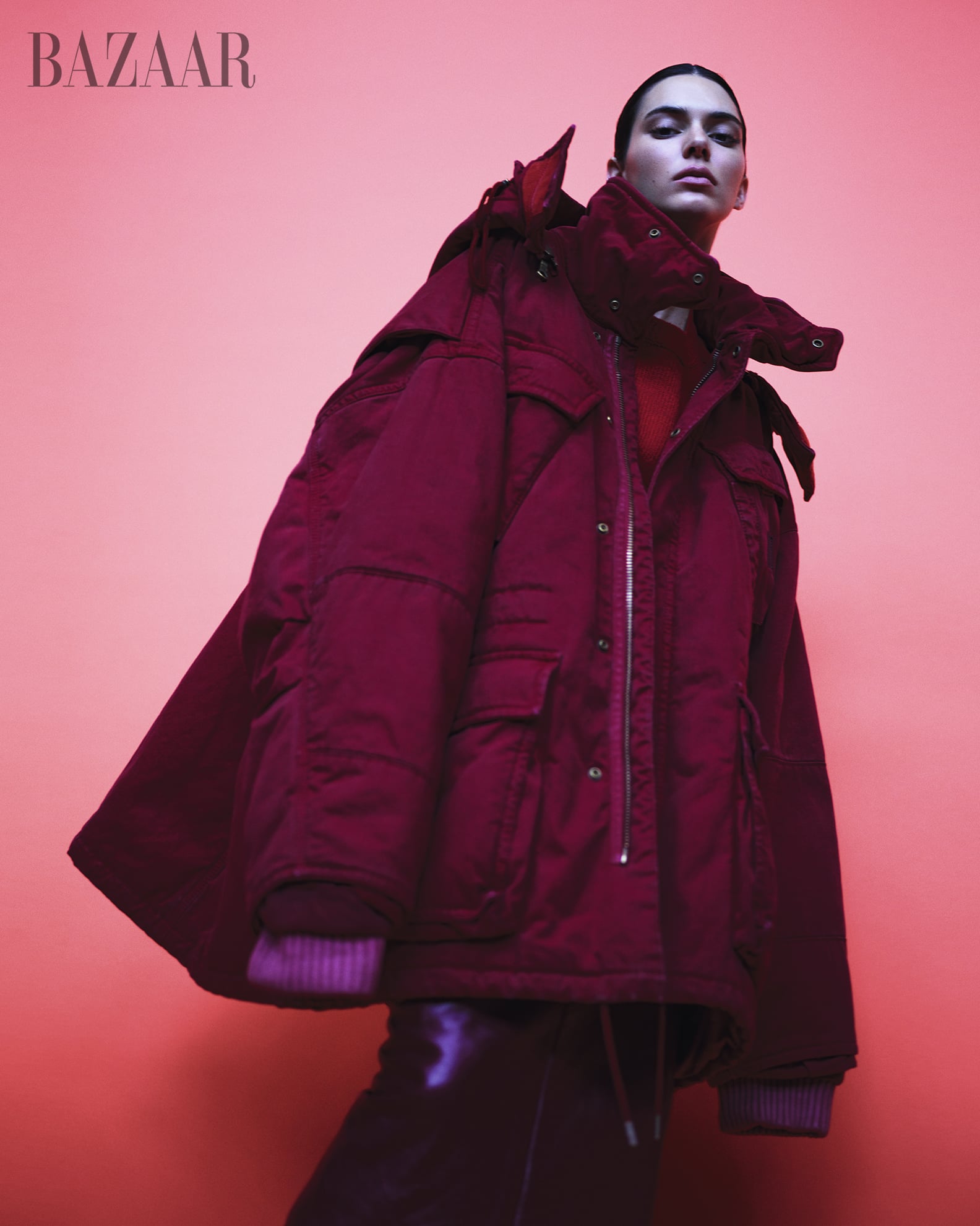 Kendall Jenner in Gold Miu Miu Underwear For Harper's Bazaar PS Fashion