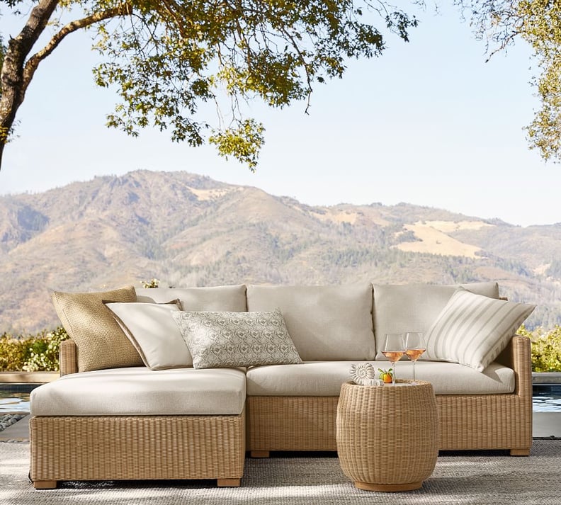 Pottery Barn Hampton All-Weather Wicker 2-Piece Loveseat Chaise Sectional