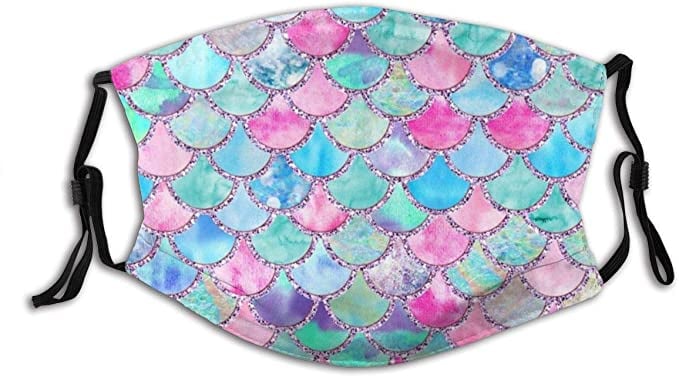 NSZ Pink and Blue Watercolor Mermaid Face Mask