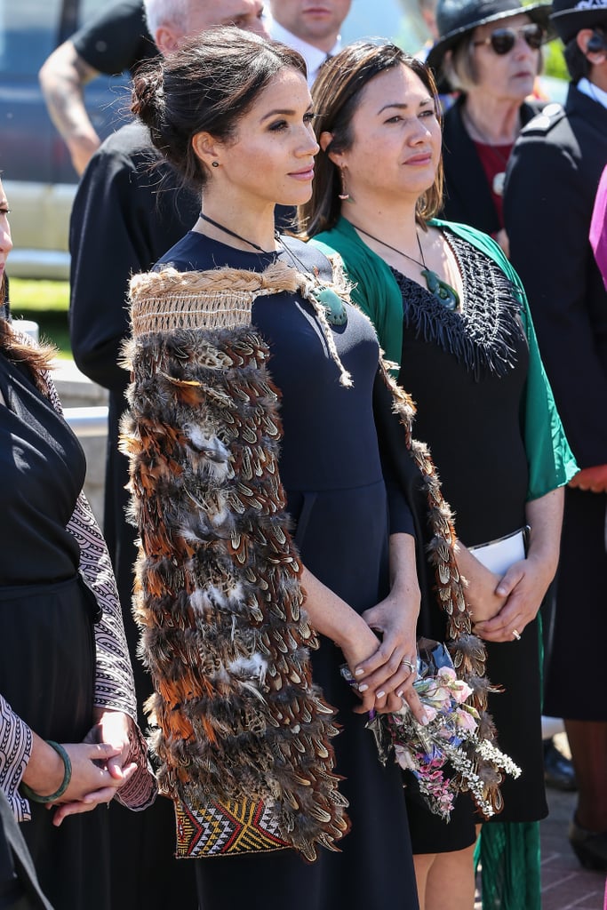 Meghan Markle Wearing a Korowai in New Zealand Oct 2018