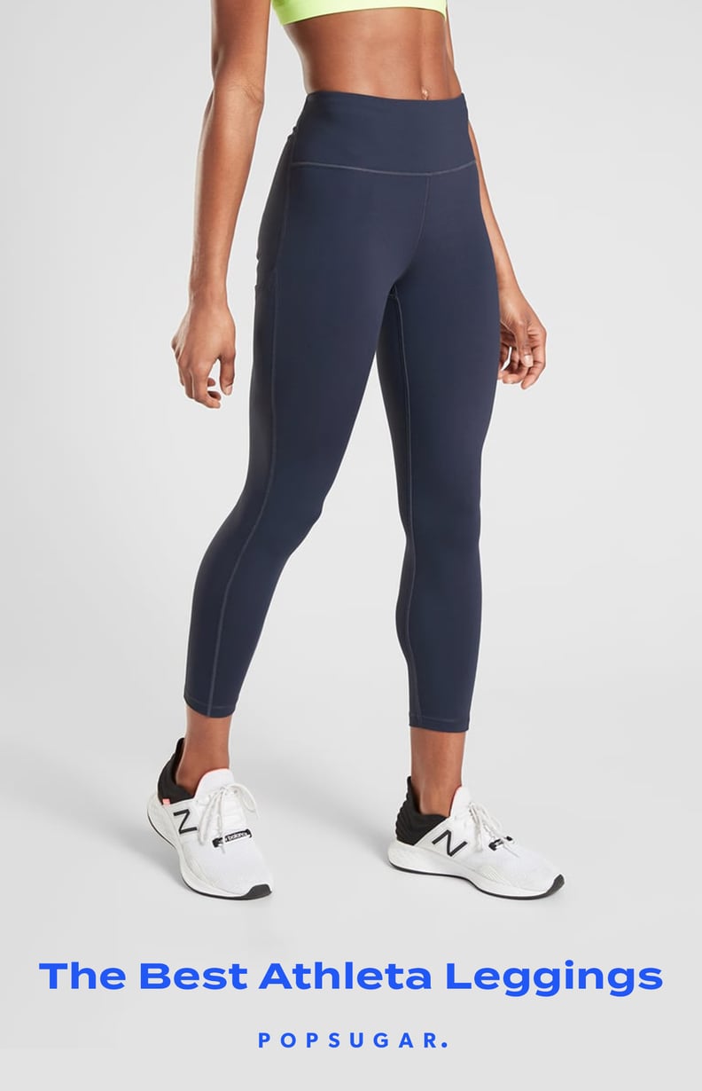 Athleta navy blue with white stripes leggings in 2024