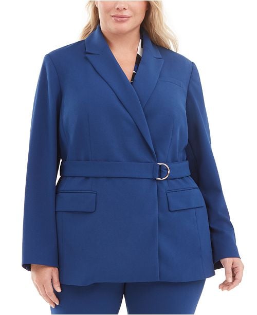 Calvin Klein Belted Peak-Lapel Blazer