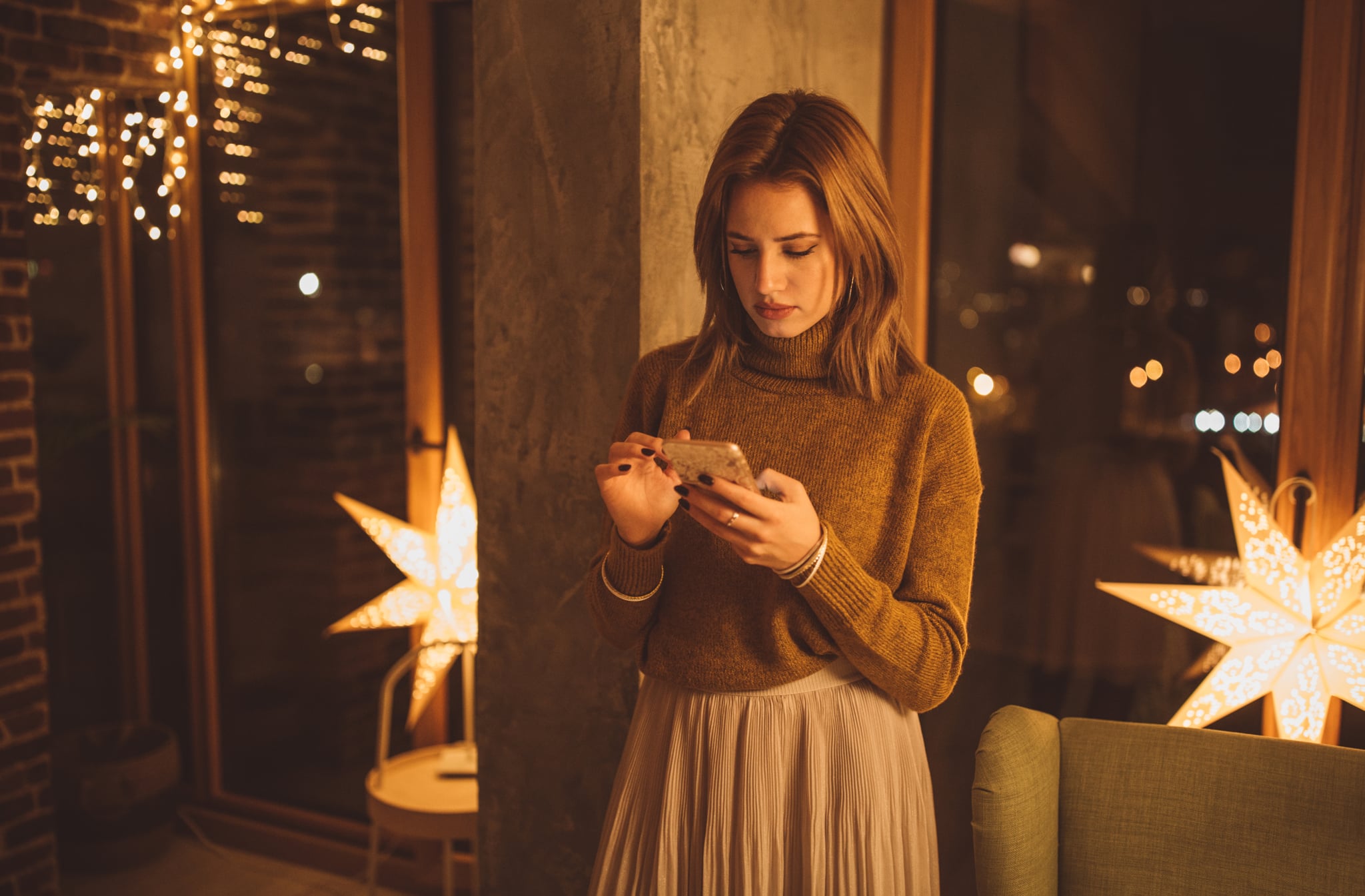 Woman alone and tired at social event