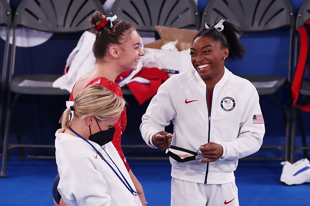 Simone Biles Cheers on Her Olympic Teammates During Finals