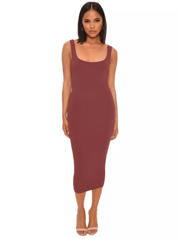 naked wardrobe hourglass midi dress