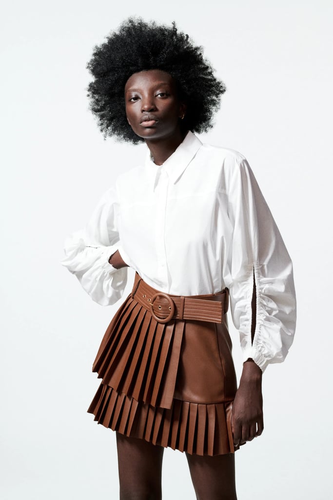 Zara Faux Leather Pleated Skirt
