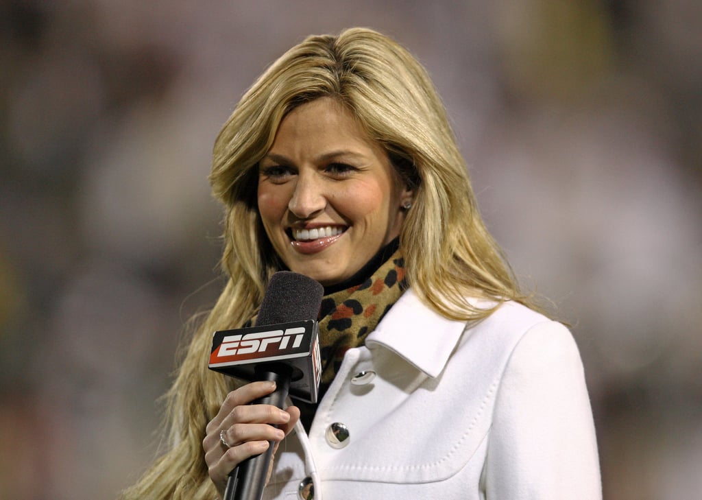 In 2004, she started working for ESPN as a reporter for National Hockey Night. Soon, she took on sideline reporting duties for both college football and major league baseball. By 2007, she was named "America's Sexiest Sportscaster" by Playboy Magazine.
She had already made a name for herself in the sports world, when a peeping Tom scandal thrust her into the national spotlight in 2009. Footage of Erin naked in a hotel room was released online, and the stalker was later arrested and sentenced to 30 months in prison. Erin told Oprah that she thought her career was over because of the scandal but added, "I also feel it's my duty to come out and show this person, you know what? I worked hard for my career and I — I got there the right way, and you're not gonna break me down."