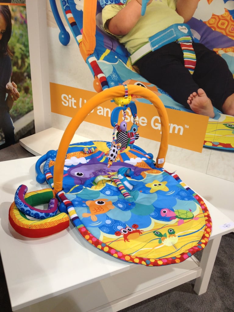 Lamaze's new Sit Up and See Gym has a seat that can be placed on an incline to help younger tots.