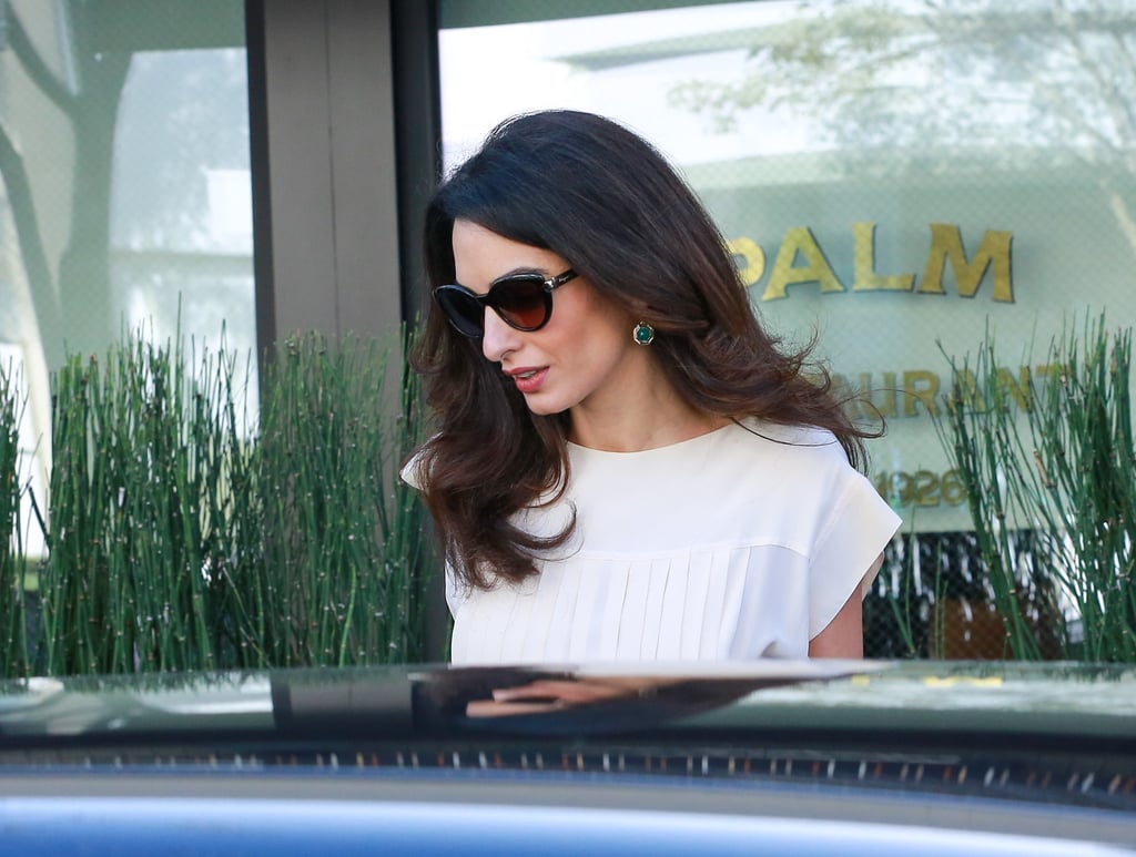 Amal Clooney Wearing a White Dress