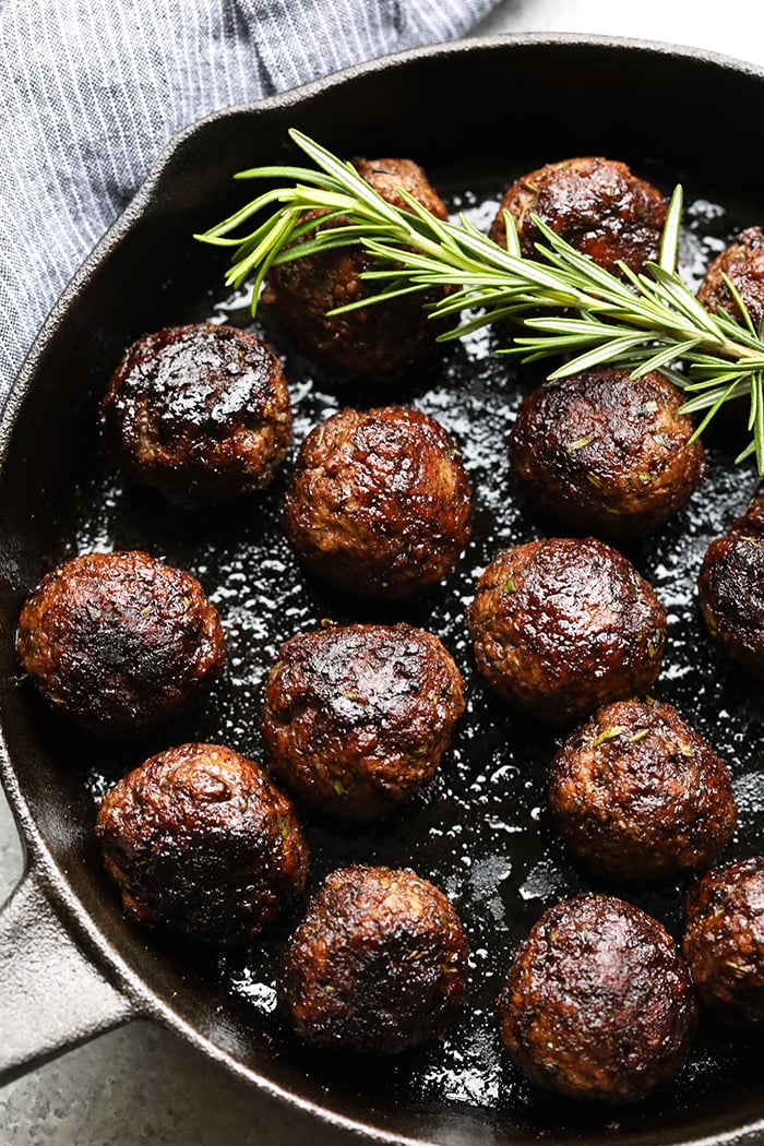 Healthy Rosemary Thyme Balsamic Meatballs
