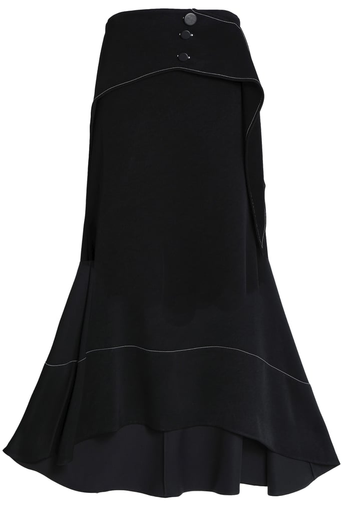 Ellery Asymmetric Satin-Crepe Midi Skirt
