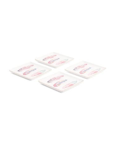 4-Pack Feather Appetizer Plates
