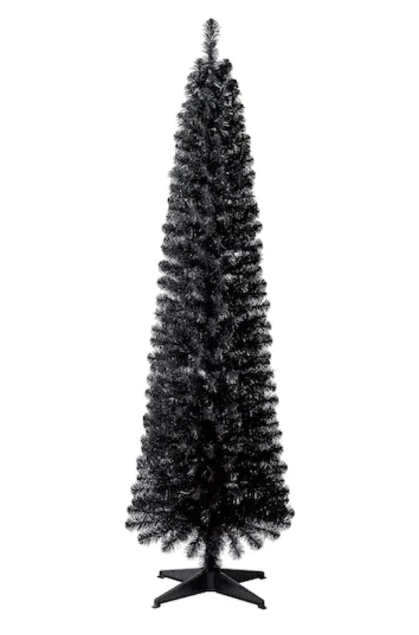 Pre-Lit Shiny Black Pencil Tree