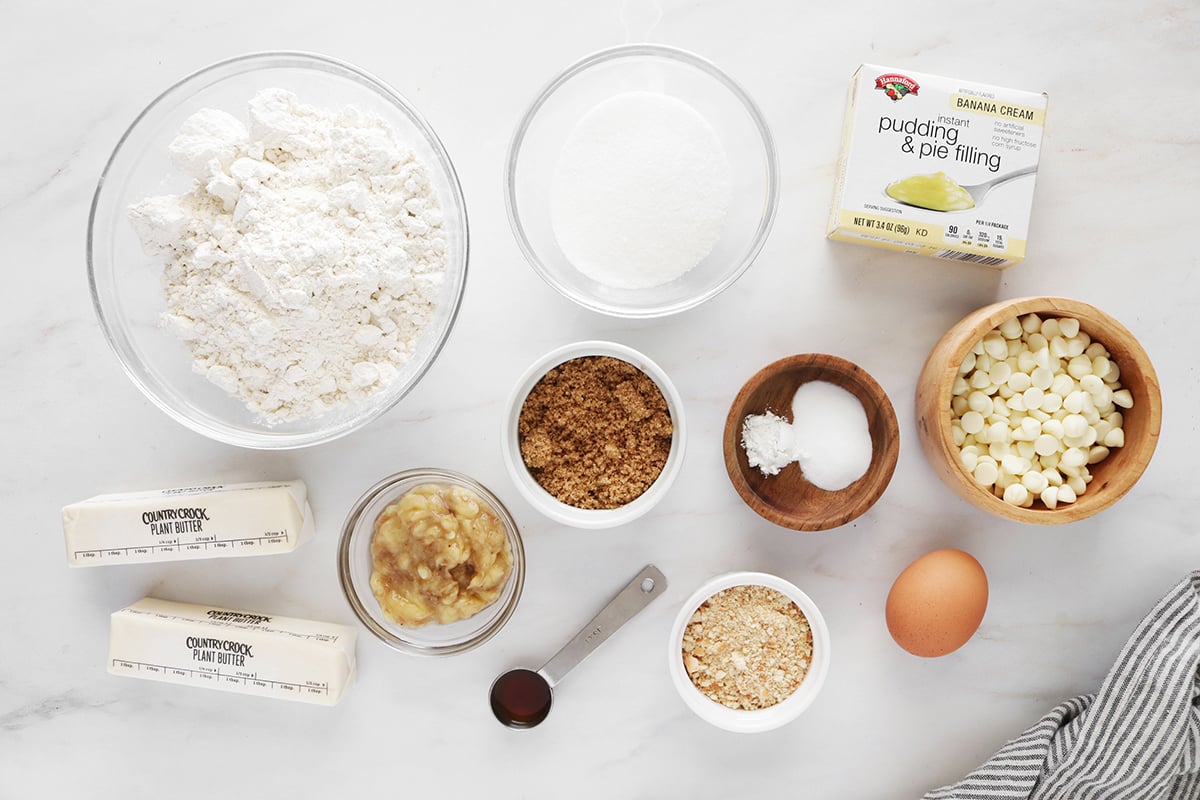 Ingredients for banana pudding cookies