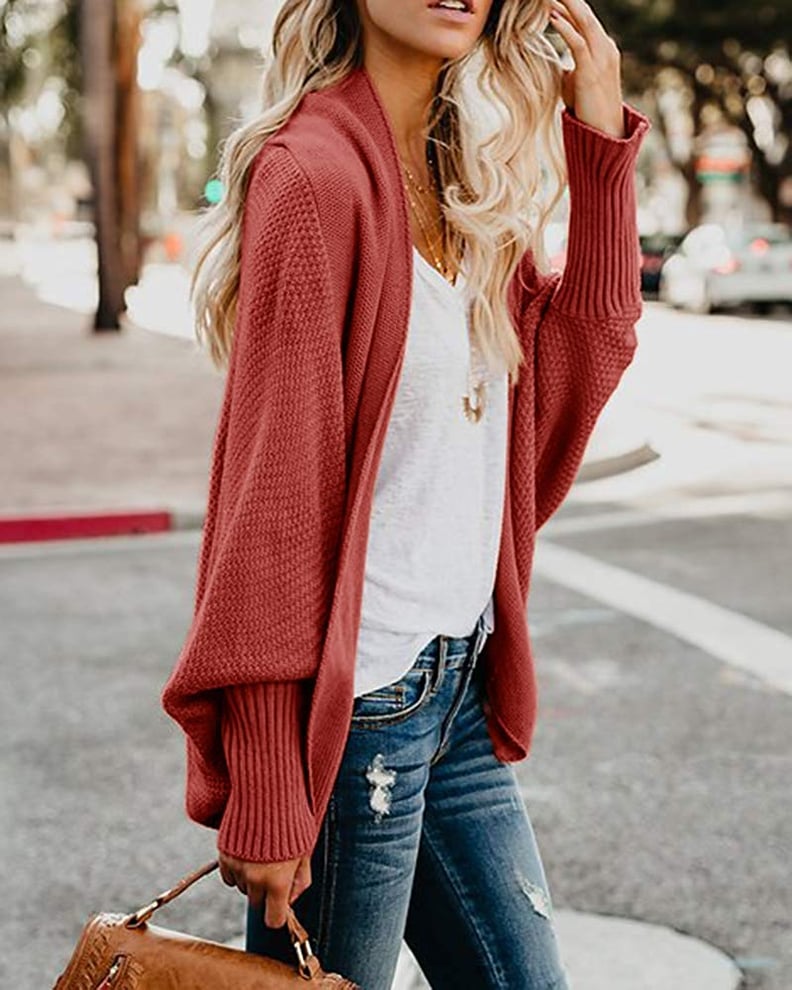 Imily Bela Batwing Cable Knitted Slouchy Cardigan Sweater