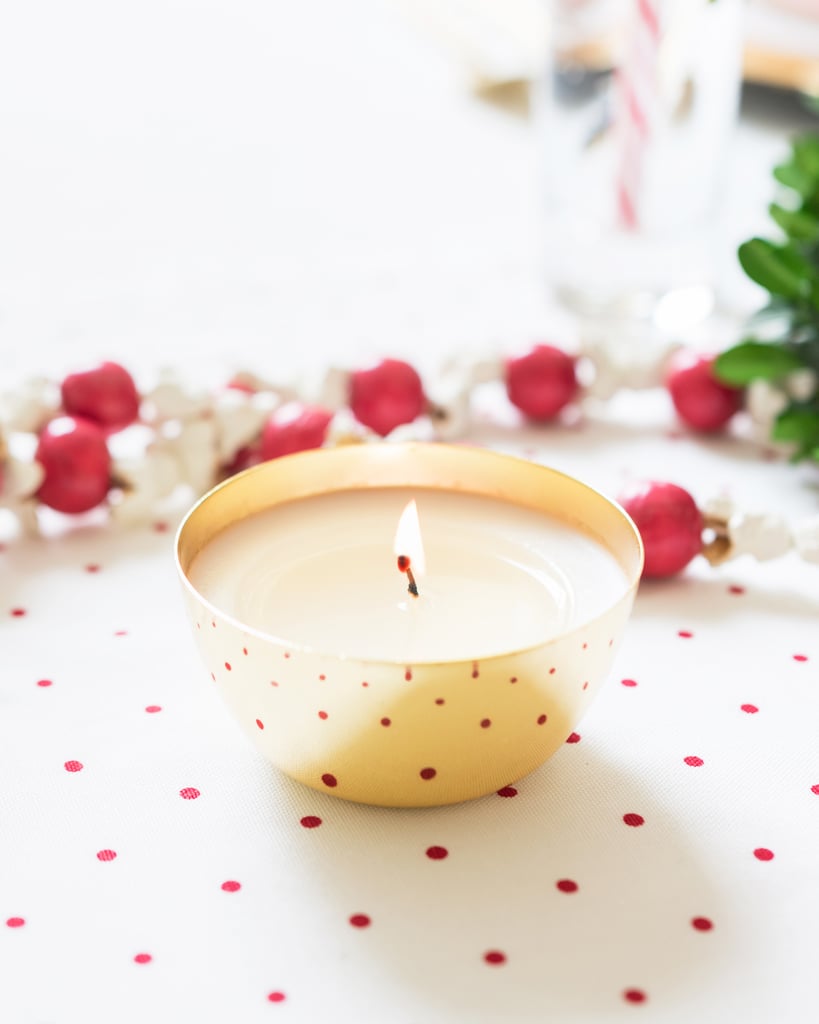 Gold Metal Votive Holiday Fur Candle