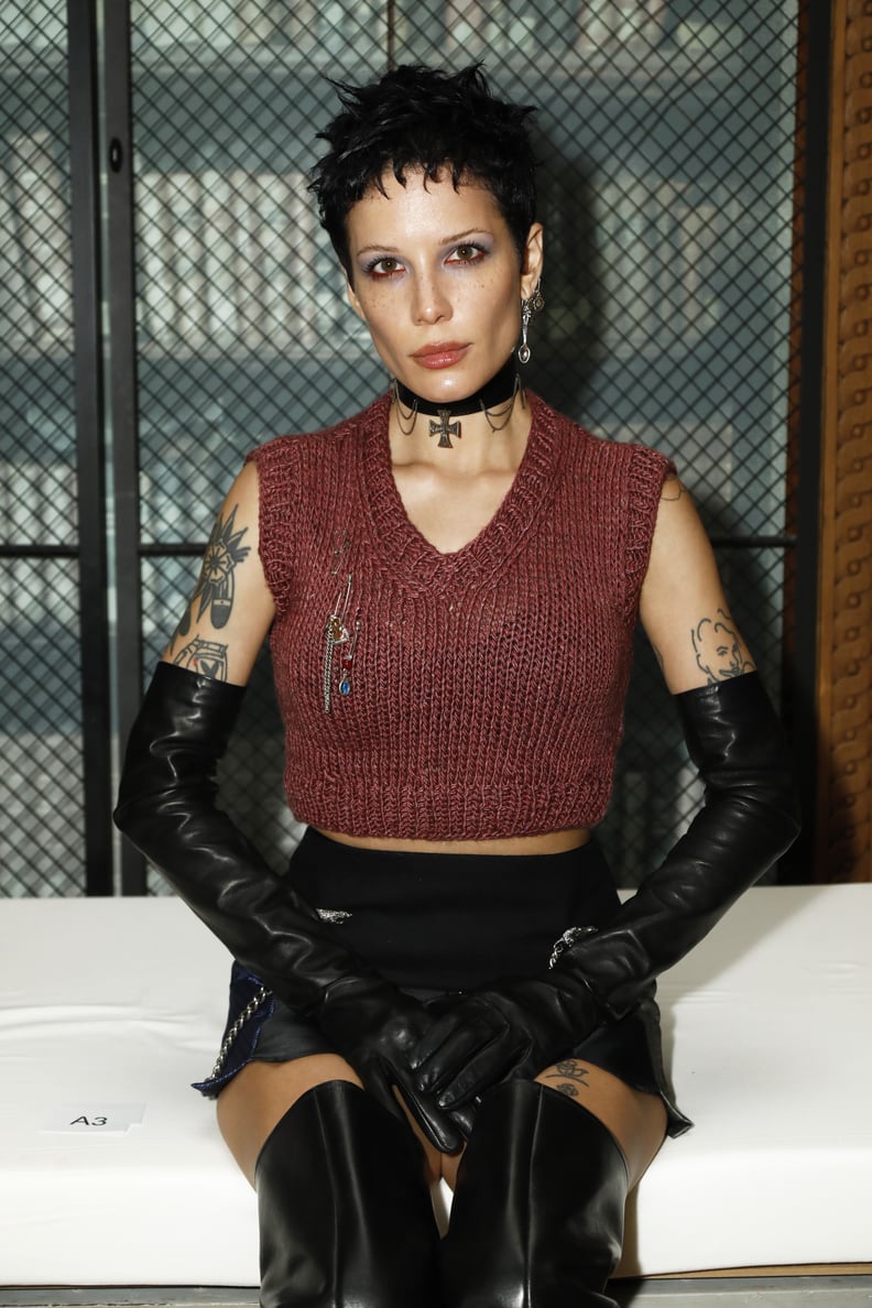PARIS, FRANCE - OCTOBER 02: (EDITORIAL USE ONLY - For Non-Editorial use please seek approval from Fashion House) Halsey attends the Enfants Riches Deprimes Womenswear Spring/Summer 2023 show as part of Paris Fashion Week on October 02, 2022 in Paris, Fran
