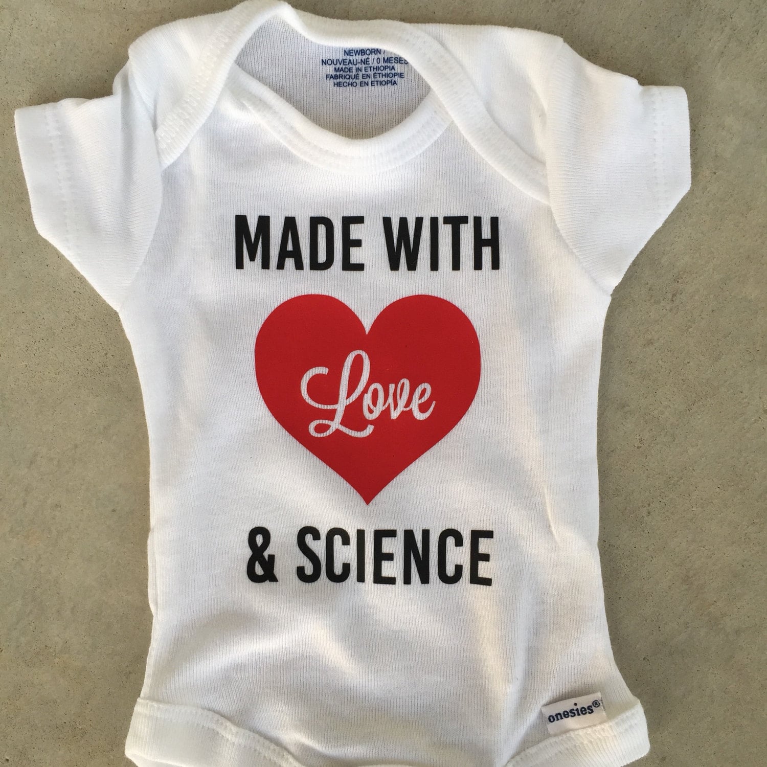 made with love and science onesie