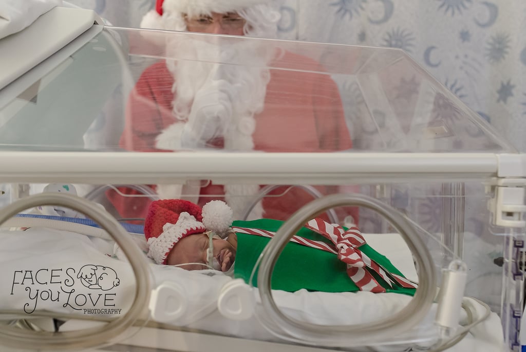 Photos of Preemies Dressed as Presents Meeting Santa Claus