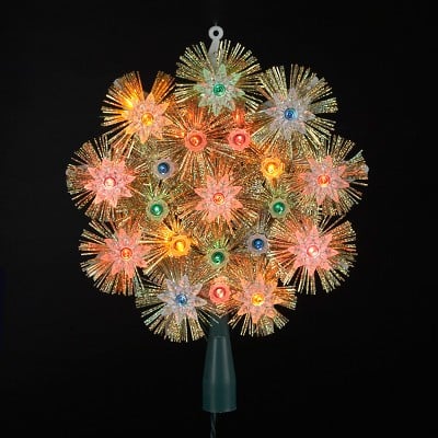 Northlight 8" Lighted Gold Retro Tinsel Snowflake Christmas Tree Topper