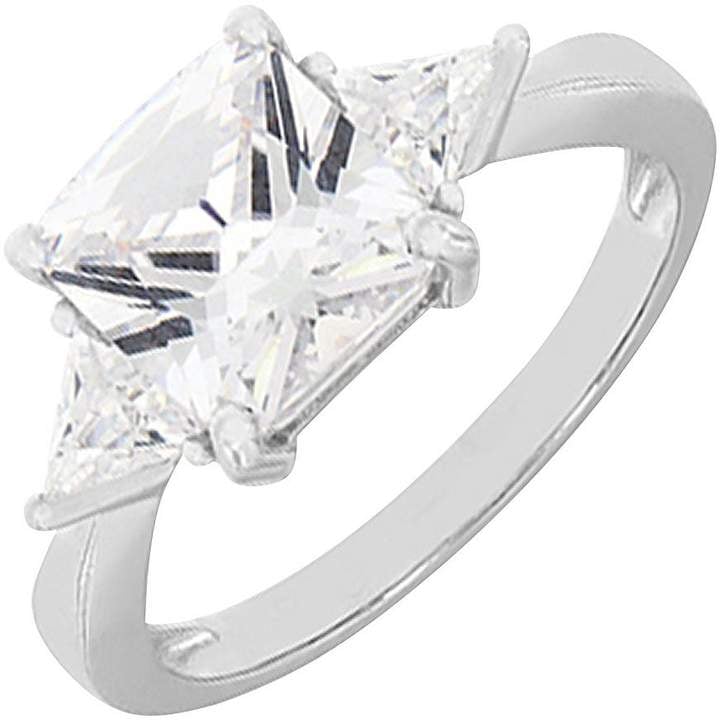 Love Gold White Gold Square And Triangle Cubic Zirconia Ring