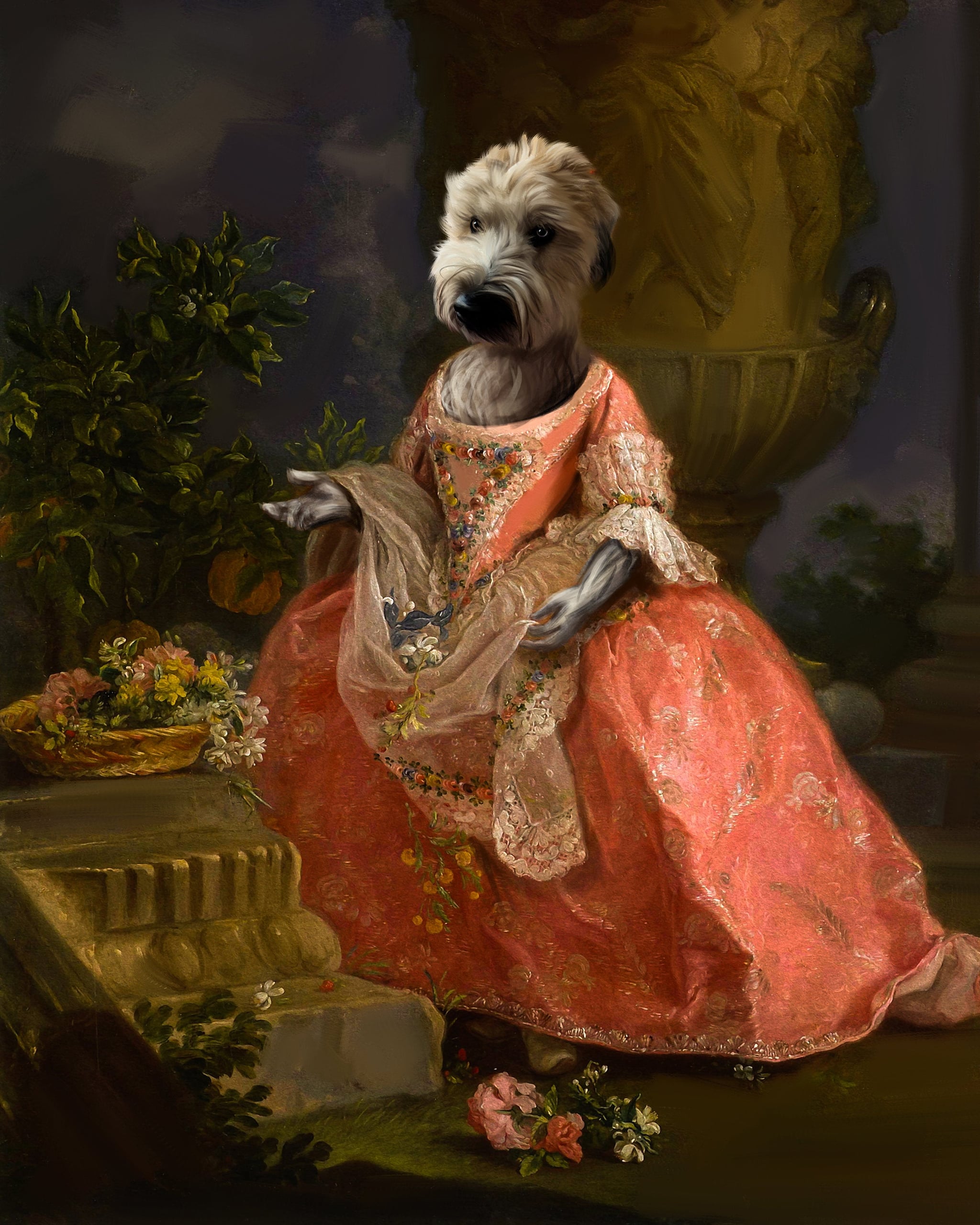 Royal pet. Royal Pet portrait. Портрет собаки в образе принцессы. Королева с собакой портрет. Портрет питомца в образе графини.
