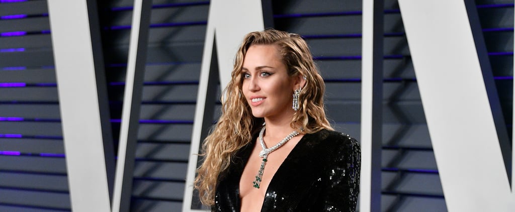 Miley Cyrus's Plunging Oscars Party Dress Came With the Perfect Piece of Jewelry