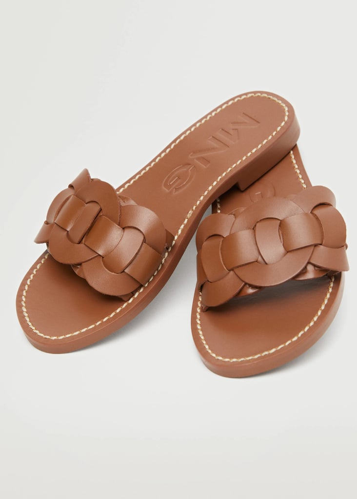 Coastal-Grandmother Outfit Ideas: Mango Leather Braided Sandals