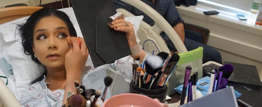 Woman Applies Makeup While in Labor