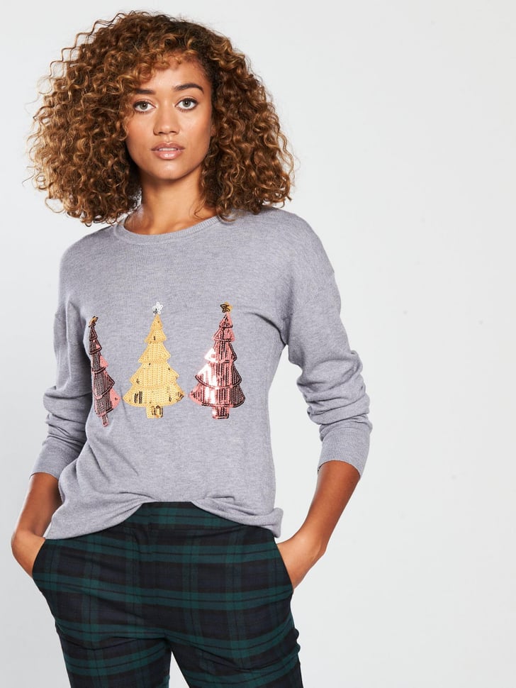 V by Very Sequin Christmas Tree Jumper  Best Christmas Jumpers 2018  POPSUGAR Fashion UK Photo 4