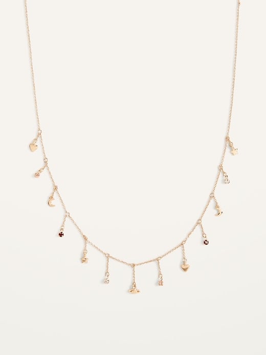 Gold-Toned Celestial Pendant Chain Necklace for Women