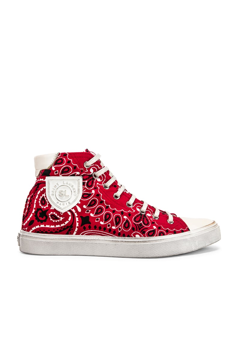Saint Laurent High Top Bedford Sneakers in Red & White