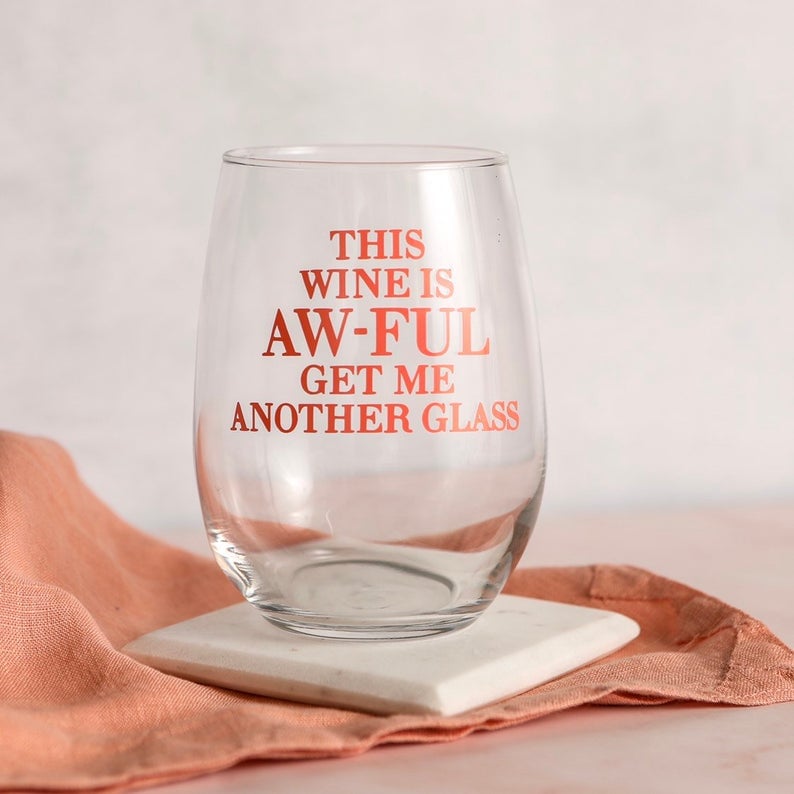 Set 4 Stemless Wine Glass Engraved Rose Apothecary David Alexis 21 oz Funny Quote Gift