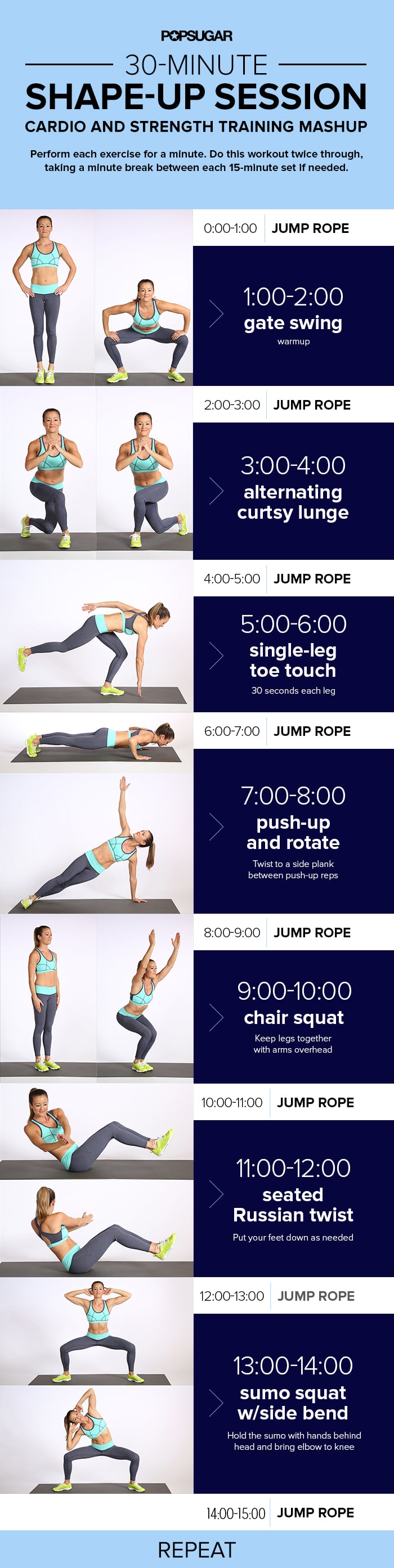 Printable Workout 30 Minutes Cardio And Strength Training