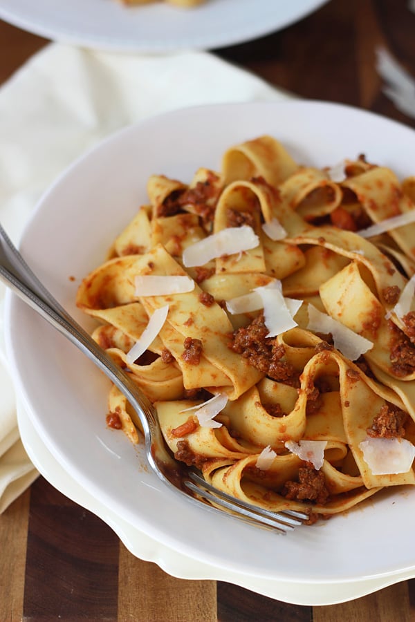 Slow-Cooker Pork and Beef Bolognese With Pasta