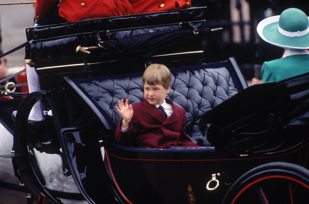 Prince William hitched a ride in a carriage with Princess Diana for the Trooping the Colour ceremony in June 1988 in London.