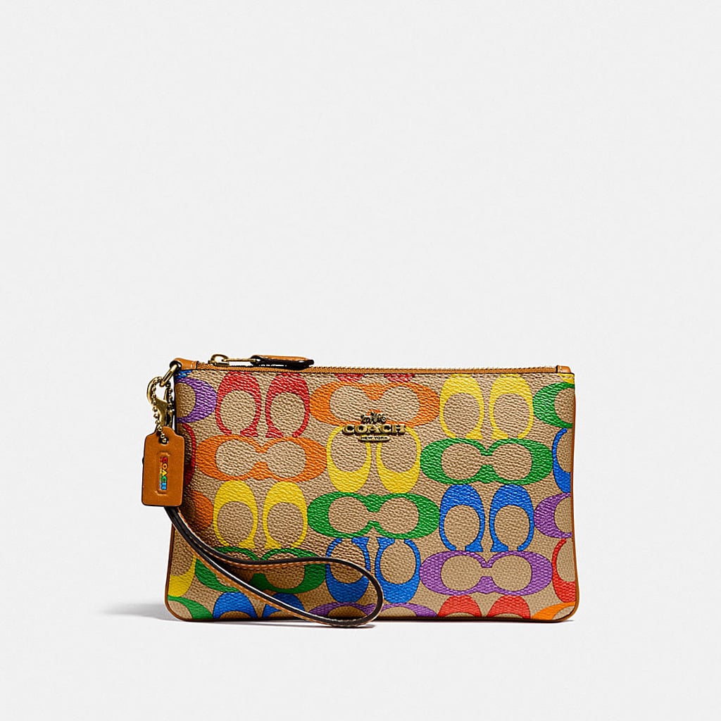 Coach Small Wristlet in Rainbow Signature Canvas