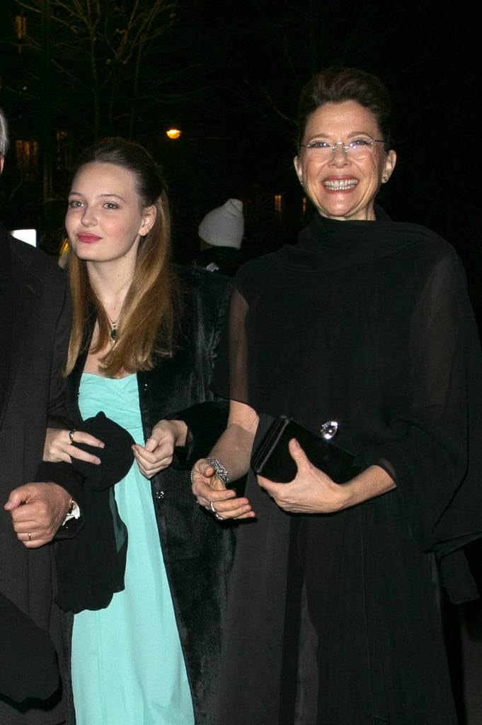Annette Bening attended the famous Le Bal event for debutantes with her and Warren Beatty's daughter Isabel Beatty in Paris on Saturday.