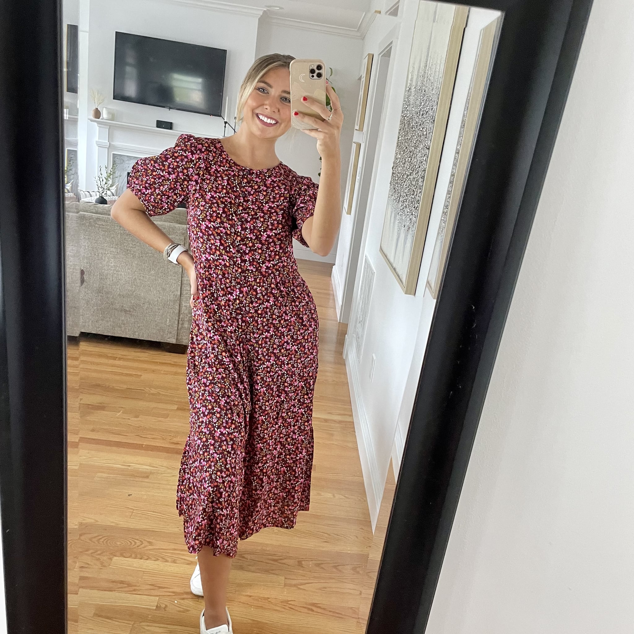 Floral Puff-Sleeve Midi Dress From Old Navy | Editor Review | POPSUGAR  Fashion