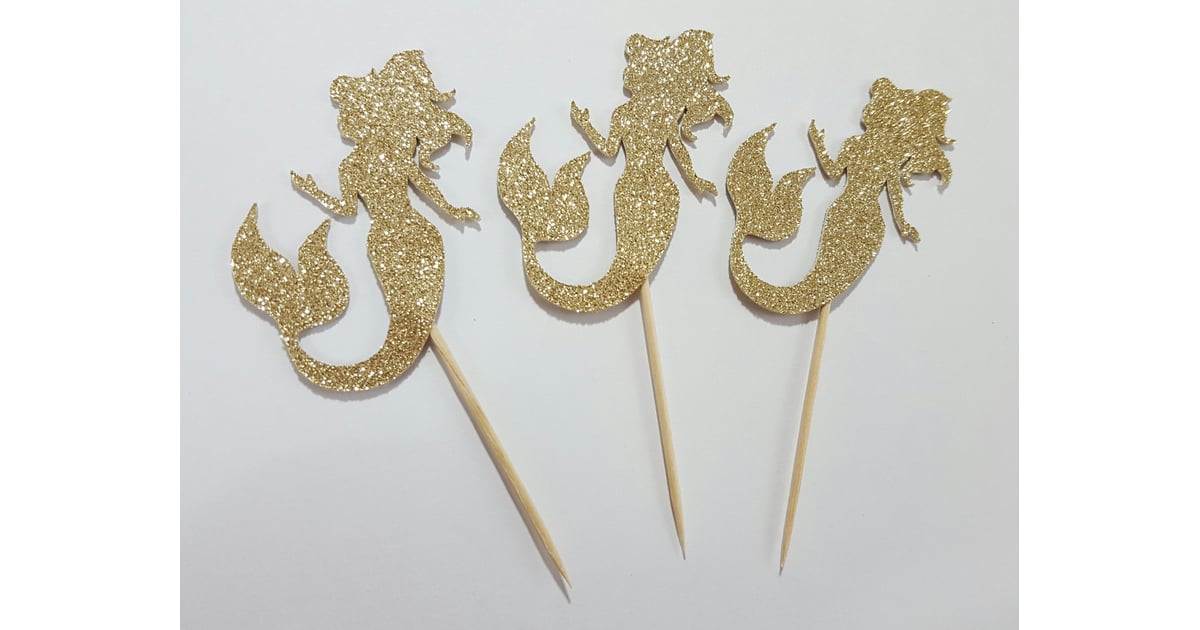 Gold Cupcake Toppers Mermaid Birthday Party Decorations POPSUGAR